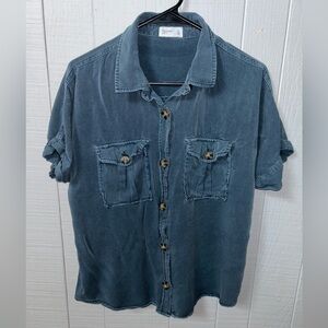 Woman's Blue Button up Casual Shirt